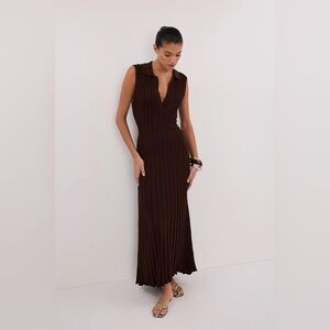 NWT Dissh Brown Sleeveless Knit Maxi Dress